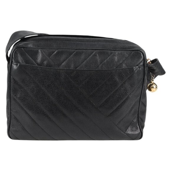 CHANEL COCO Mark Chain Shoulder Bag Grained Calf Skin Black Gold CC Auth 128487V - Picture 3 of 16